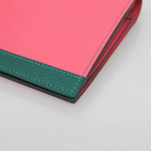 HERMES Camille Long Wallet Leather Pink Silver Auth 142388M - Picture 3 of 16